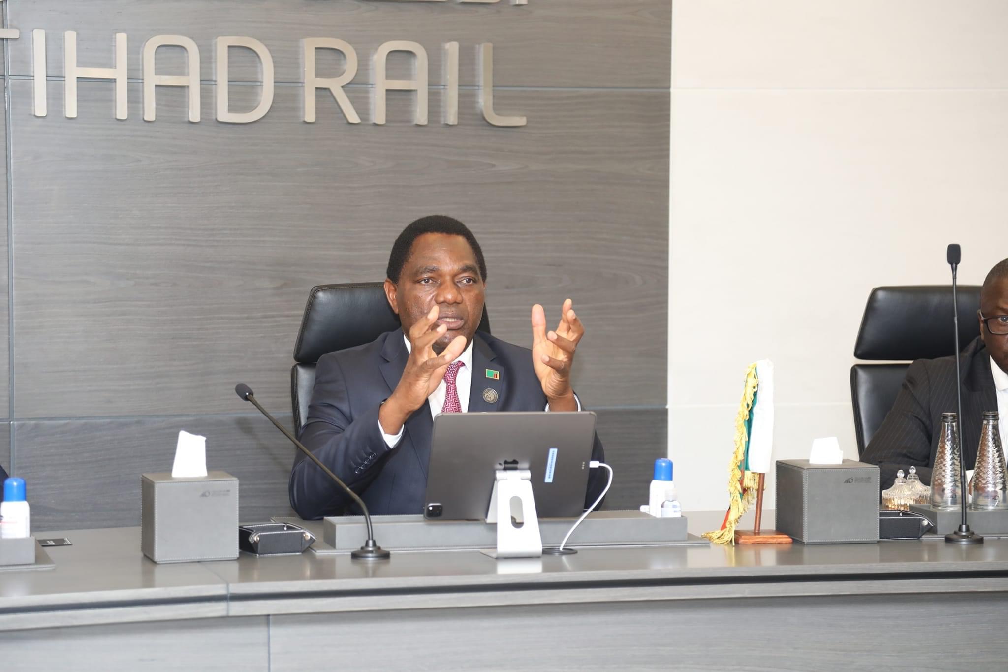 President Hichilema in UAE seeks partnership to modernize Zambia’s railways